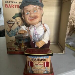 Rosko Toys 1962 Charles Weaver Battery Powered Bartender WORKS! W/ Box
